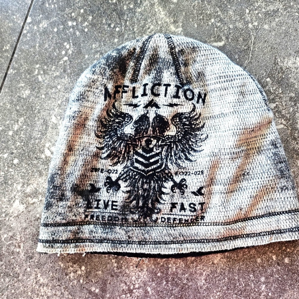 Adult Affliction brand beanie hat reversable